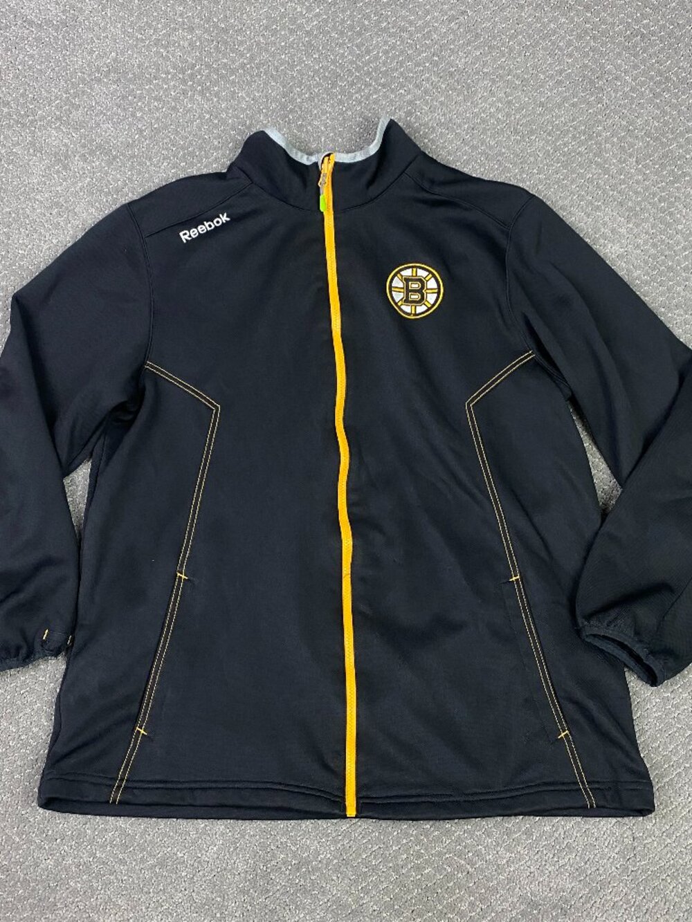 Boston Bruins Jacket Mens Large Black Reebok Center Ice Collection Hockey NHL